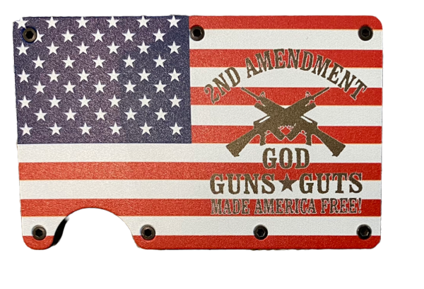 2A w/Guns American Flag God, Guns, Guts RFID Protected