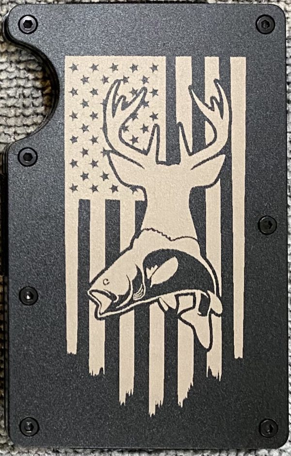 Deer and Fish American Flag RFID Protection