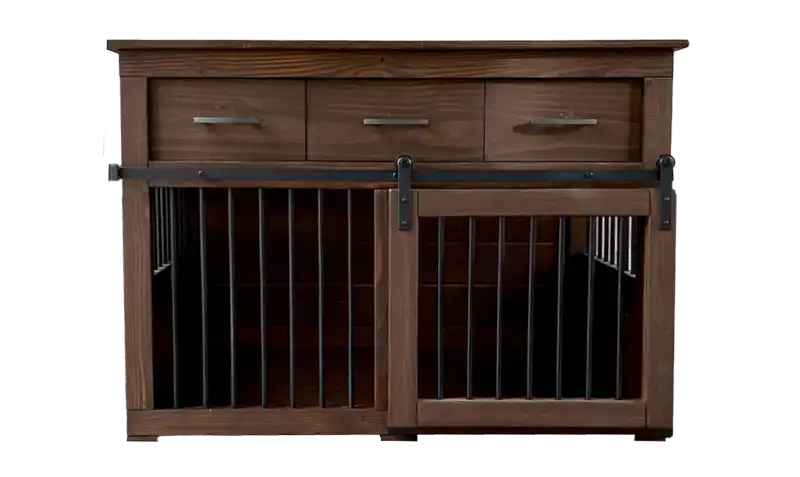 Dark wood custom dog kennel