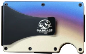 Back of the wallet showing the cash clip where the name is engraved