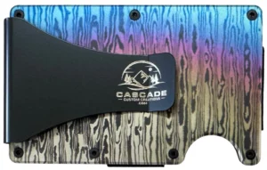 Back of the wallet showing the cash clip where the name is engraved