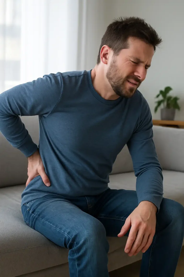 Guy with back pain from wallet