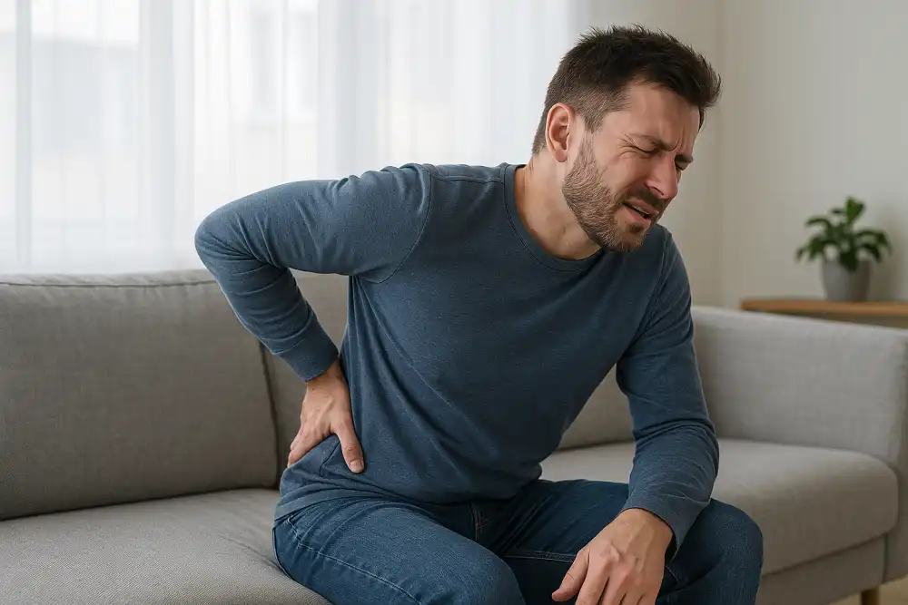 Guy with back pain from wallet