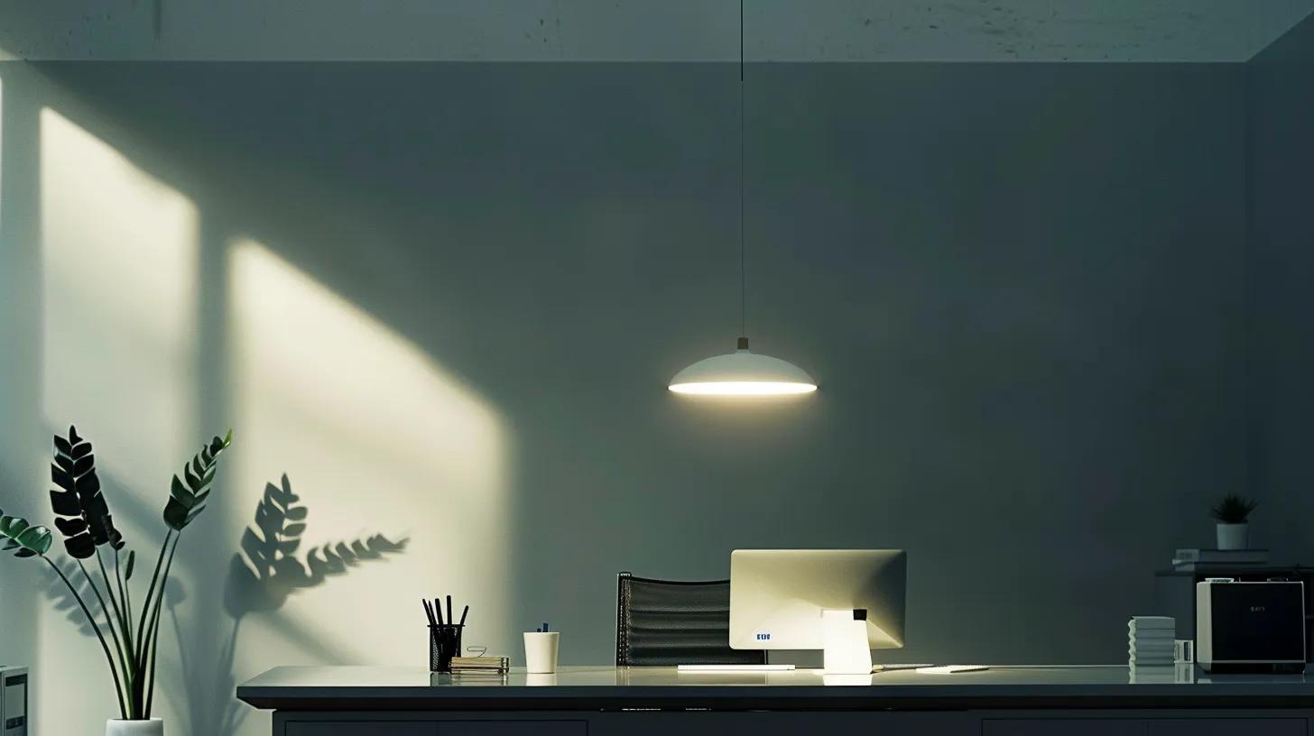 a minimalist office desk, neatly organized with only essential items, illuminated by soft overhead lighting, symbolizes the clarity and focus gained from purposeful decluttering.