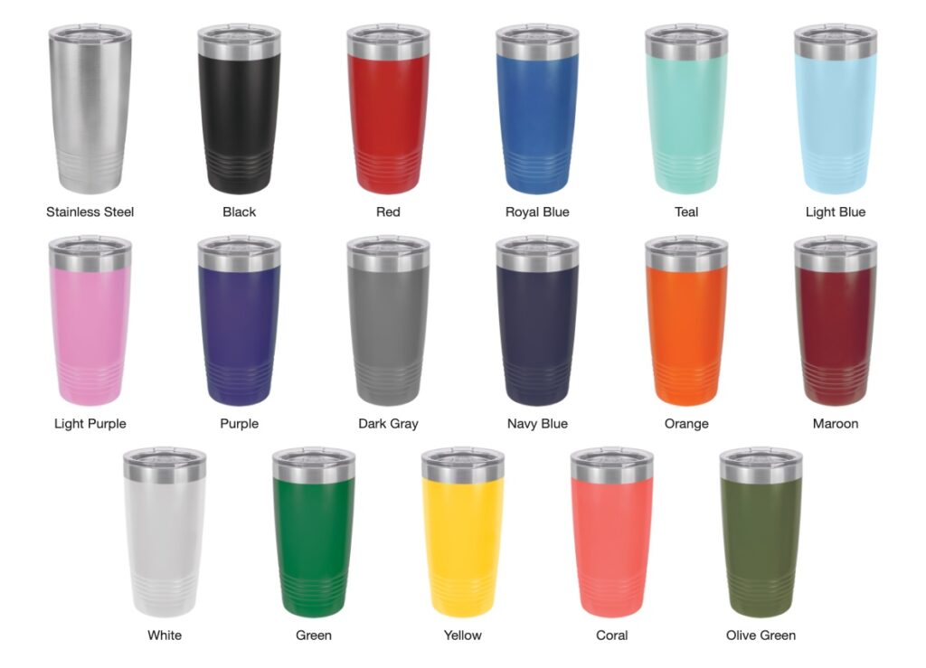 20 oz tumblers in 17 colors