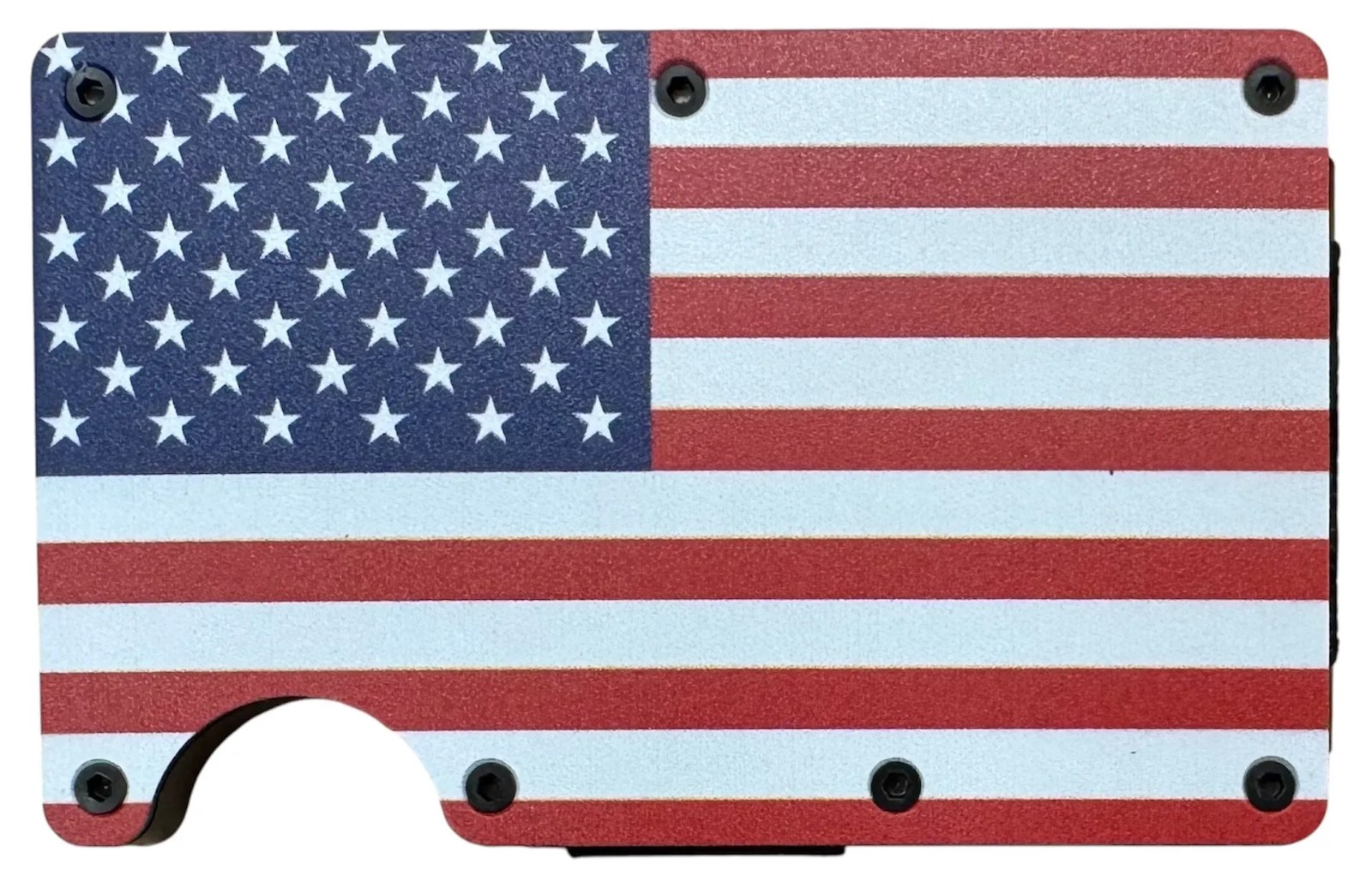 Metal wallet printed with a distressed American flag