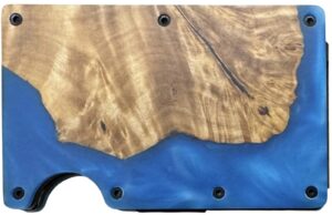 Blue epoxy and wood wallet