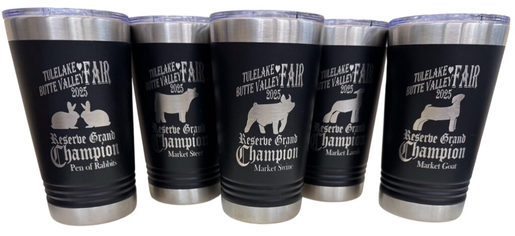 Tulelake Butte Valley Fair 2025 Reserve Grand Champion market animal award tumblers